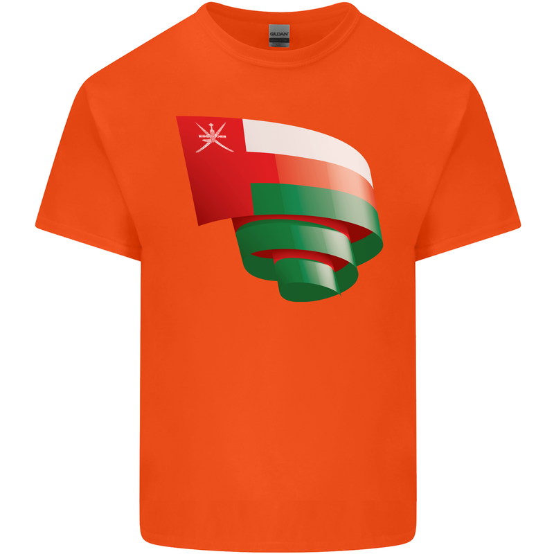 Curled Oman Flag Omani Day Football Kids T-Shirt Childrens Orange