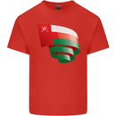 Curled Oman Flag Omani Day Football Kids T-Shirt Childrens Red