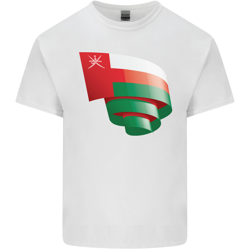 Curled Oman Flag Omani Day Football Kids T-Shirt Childrens White