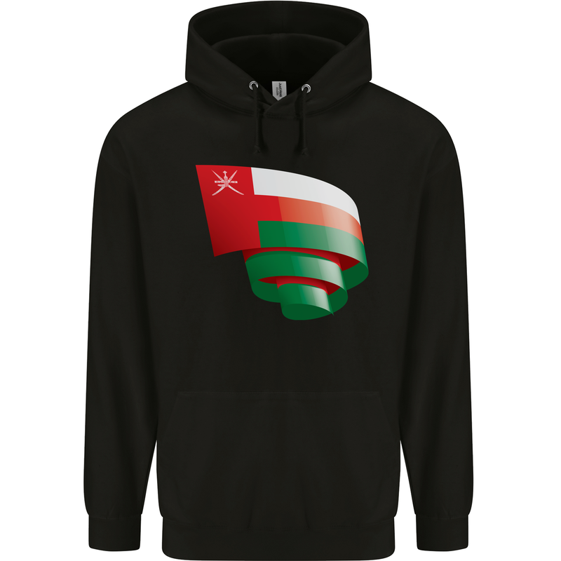 Curled Oman Flag Omani Day Football Mens 80% Cotton Hoodie Black