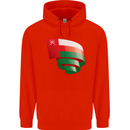 Curled Oman Flag Omani Day Football Mens 80% Cotton Hoodie Bright Red