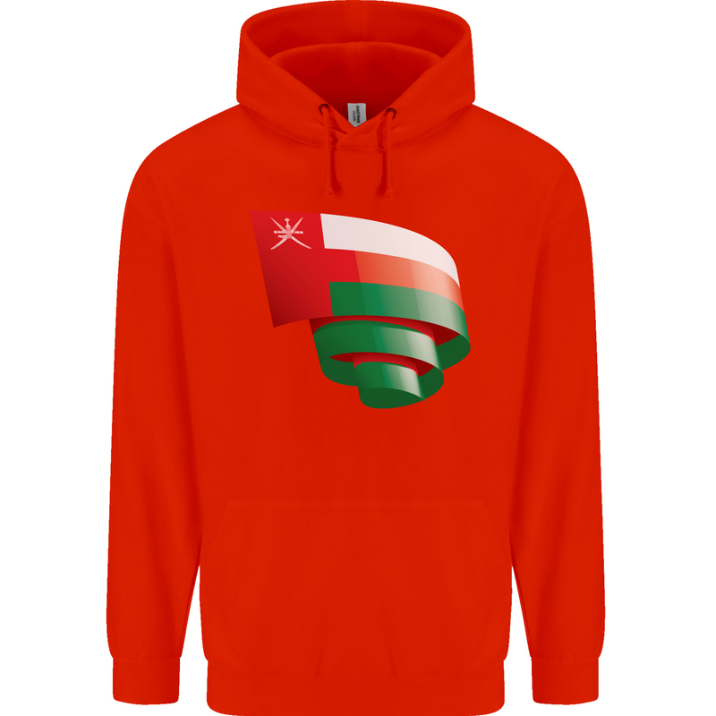 Curled Oman Flag Omani Day Football Mens 80% Cotton Hoodie Bright Red