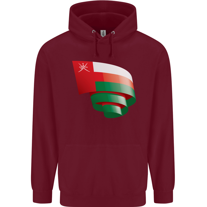 Curled Oman Flag Omani Day Football Mens 80% Cotton Hoodie Maroon
