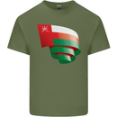 Curled Oman Flag Omani Day Football Mens Cotton T-Shirt Tee Top Military Green