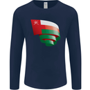 Curled Oman Flag Omani Day Football Mens Long Sleeve T-Shirt Navy Blue