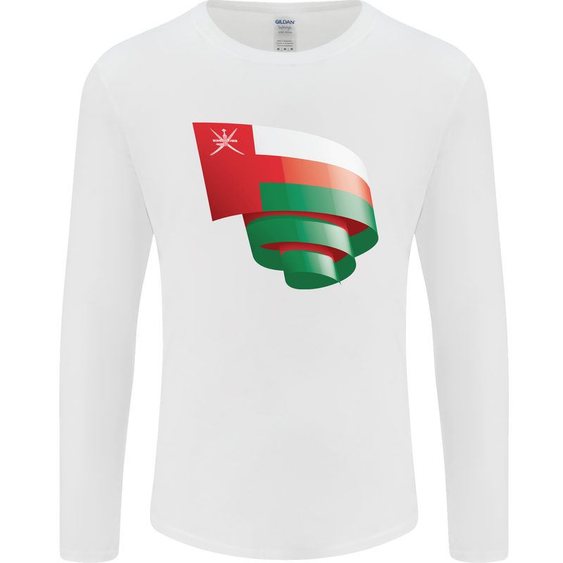 Curled Oman Flag Omani Day Football Mens Long Sleeve T-Shirt White