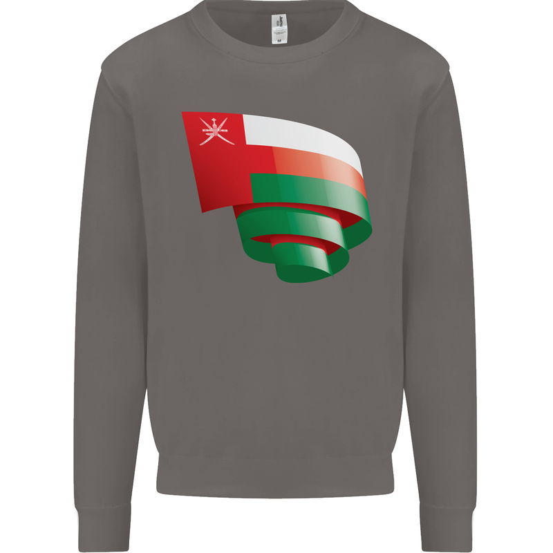 Curled Oman Flag Omani Day Football Mens Sweatshirt Jumper Charcoal