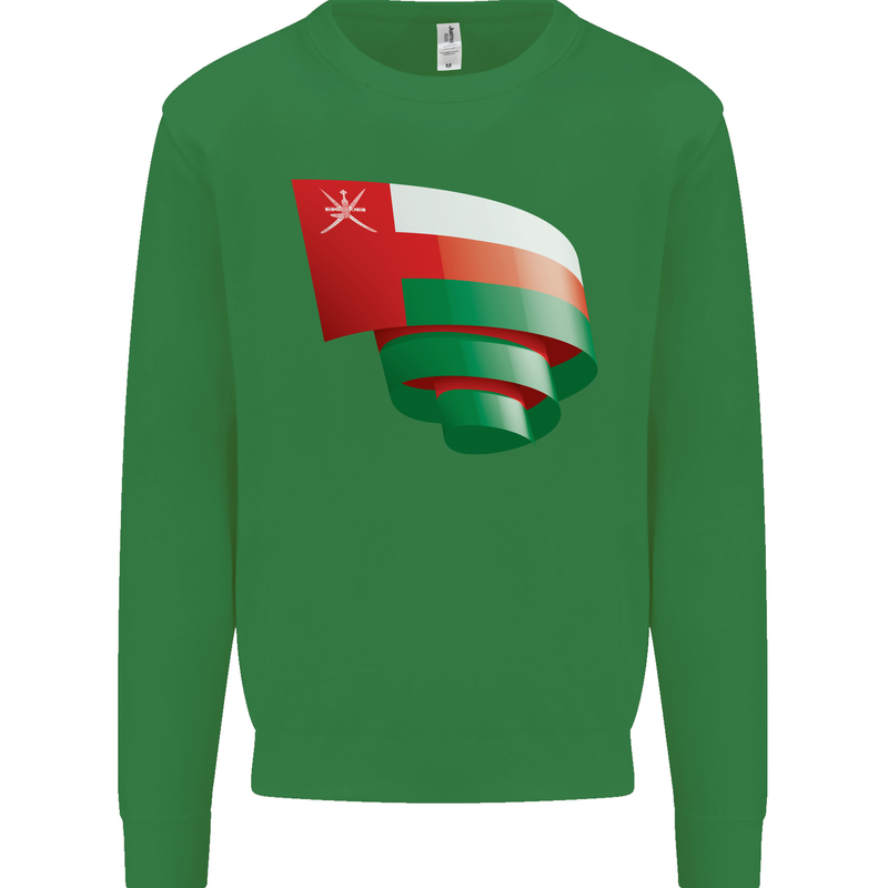 Curled Oman Flag Omani Day Football Mens Sweatshirt Jumper Irish Green
