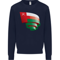 Curled Oman Flag Omani Day Football Mens Sweatshirt Jumper Navy Blue