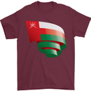 Curled Oman Flag Omani Day Football Mens T-Shirt 100% Cotton Maroon