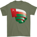Curled Oman Flag Omani Day Football Mens T-Shirt 100% Cotton Military Green