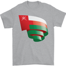 Curled Oman Flag Omani Day Football Mens T-Shirt 100% Cotton Sports Grey
