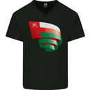Curled Oman Flag Omani Day Football Mens V-Neck Cotton T-Shirt Black