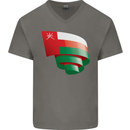 Curled Oman Flag Omani Day Football Mens V-Neck Cotton T-Shirt Charcoal