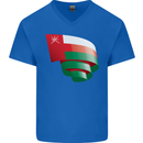 Curled Oman Flag Omani Day Football Mens V-Neck Cotton T-Shirt Royal Blue