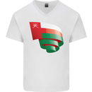 Curled Oman Flag Omani Day Football Mens V-Neck Cotton T-Shirt White