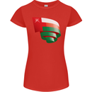 Curled Oman Flag Omani Day Football Womens Petite Cut T-Shirt Red