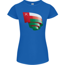 Curled Oman Flag Omani Day Football Womens Petite Cut T-Shirt Royal Blue
