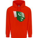 Curled Pakistan Flag Pakistani Day Football Childrens Kids Hoodie Bright Red