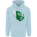 Curled Pakistan Flag Pakistani Day Football Childrens Kids Hoodie Light Blue