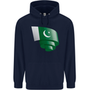 Curled Pakistan Flag Pakistani Day Football Childrens Kids Hoodie Navy Blue