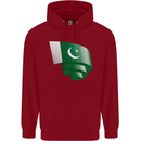 Curled Pakistan Flag Pakistani Day Football Childrens Kids Hoodie Red