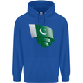Curled Pakistan Flag Pakistani Day Football Childrens Kids Hoodie Royal Blue