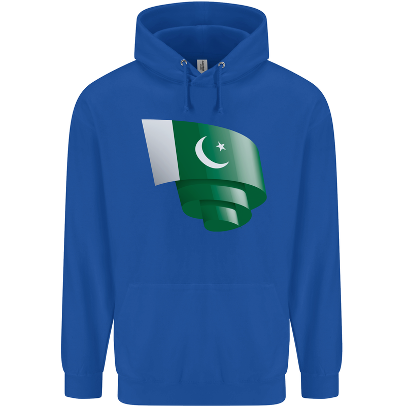Curled Pakistan Flag Pakistani Day Football Childrens Kids Hoodie Royal Blue
