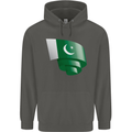 Curled Pakistan Flag Pakistani Day Football Childrens Kids Hoodie Storm Grey