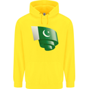 Curled Pakistan Flag Pakistani Day Football Childrens Kids Hoodie Yellow