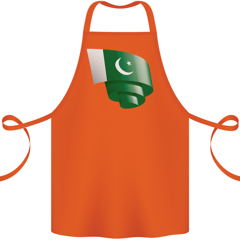 Curled Pakistan Flag Pakistani Day Football Cotton Apron 100% Organic Orange