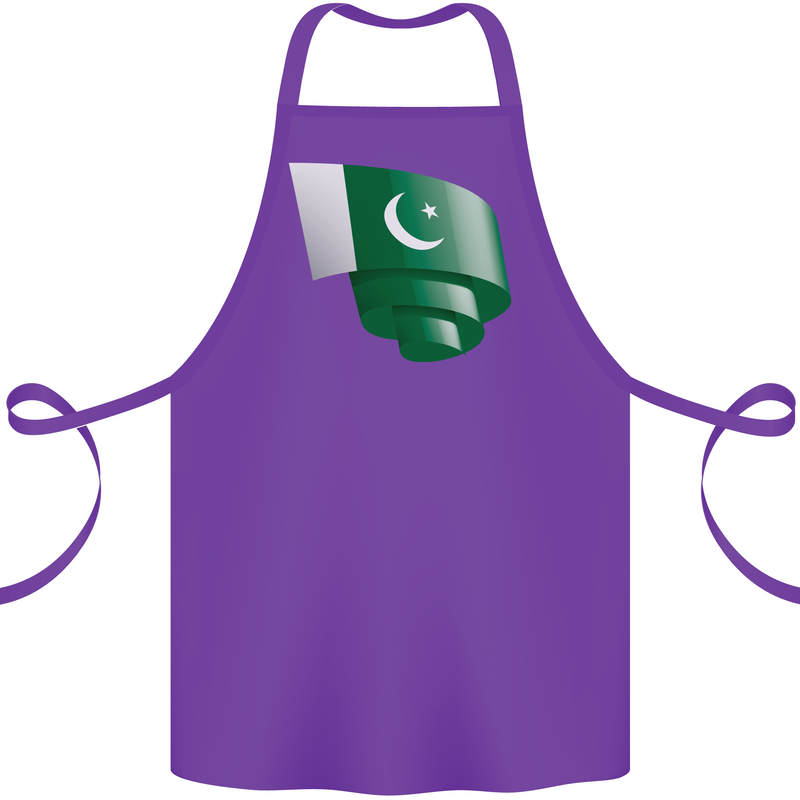 Curled Pakistan Flag Pakistani Day Football Cotton Apron 100% Organic Purple