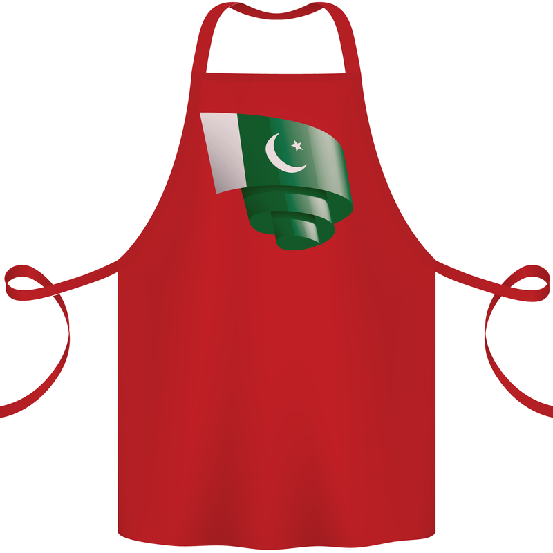 Curled Pakistan Flag Pakistani Day Football Cotton Apron 100% Organic Red