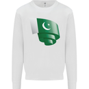 Curled Pakistan Flag Pakistani Day Football Kids Sweatshirt Jumper White