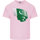 Curled Pakistan Flag Pakistani Day Football Kids T-Shirt Childrens Light Pink