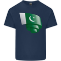 Curled Pakistan Flag Pakistani Day Football Kids T-Shirt Childrens Navy Blue