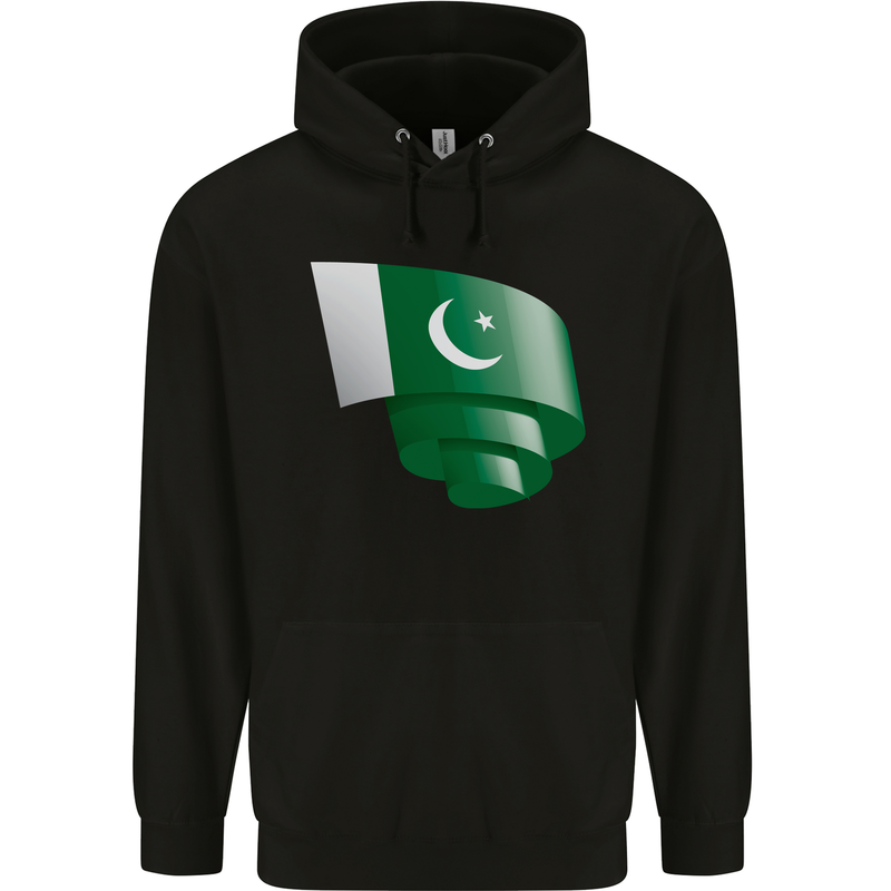 Curled Pakistan Flag Pakistani Day Football Mens 80% Cotton Hoodie Black