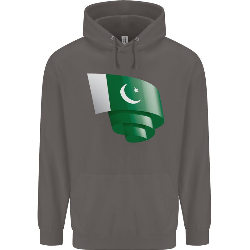 Curled Pakistan Flag Pakistani Day Football Mens 80% Cotton Hoodie Charcoal