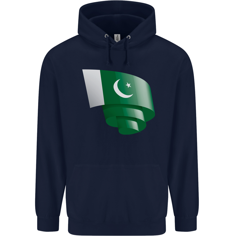 Curled Pakistan Flag Pakistani Day Football Mens 80% Cotton Hoodie Navy Blue
