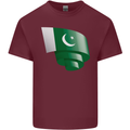 Curled Pakistan Flag Pakistani Day Football Mens Cotton T-Shirt Tee Top Maroon