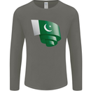 Curled Pakistan Flag Pakistani Day Football Mens Long Sleeve T-Shirt Charcoal