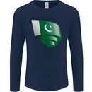 Curled Pakistan Flag Pakistani Day Football Mens Long Sleeve T-Shirt Navy Blue
