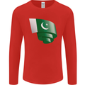 Curled Pakistan Flag Pakistani Day Football Mens Long Sleeve T-Shirt Red
