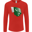 Curled Pakistan Flag Pakistani Day Football Mens Long Sleeve T-Shirt Red