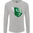 Curled Pakistan Flag Pakistani Day Football Mens Long Sleeve T-Shirt Sports Grey