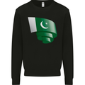 Curled Pakistan Flag Pakistani Day Football Mens Sweatshirt Jumper Black