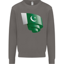 Curled Pakistan Flag Pakistani Day Football Mens Sweatshirt Jumper Charcoal