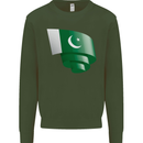 Curled Pakistan Flag Pakistani Day Football Mens Sweatshirt Jumper Forest Green