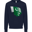 Curled Pakistan Flag Pakistani Day Football Mens Sweatshirt Jumper Navy Blue