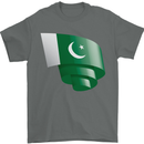 Curled Pakistan Flag Pakistani Day Football Mens T-Shirt 100% Cotton Charcoal